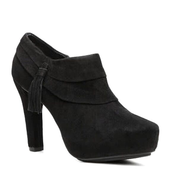 ME TOO- Black Suede Leather Upper Heeled “Lasky" Booties, Size 8.5 - Picture 1 of 14